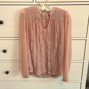 Anthropologie dress shirt, size small, versatile, pink